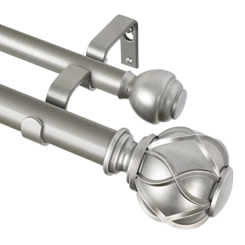 KAMANINA 1 Inch Double Curtain Rods for Windows