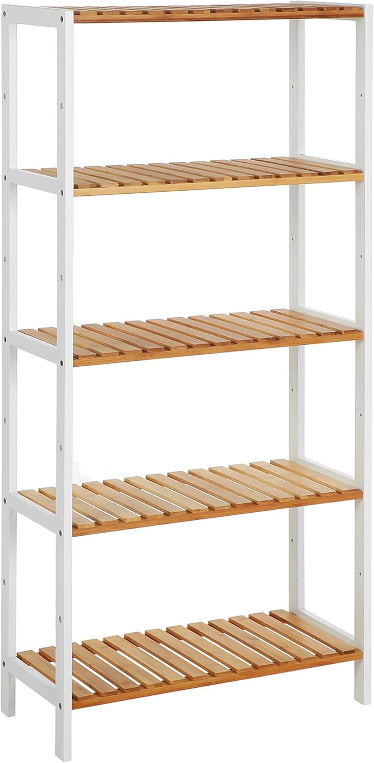 SONGMICS Bamboo Storage Shelf, 5-Tier Shelving Unit, Multifunctional,