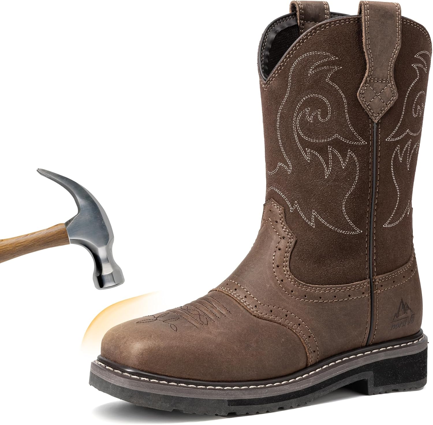 NORTIV 8 Steel Toe Cowboy Boots for Men