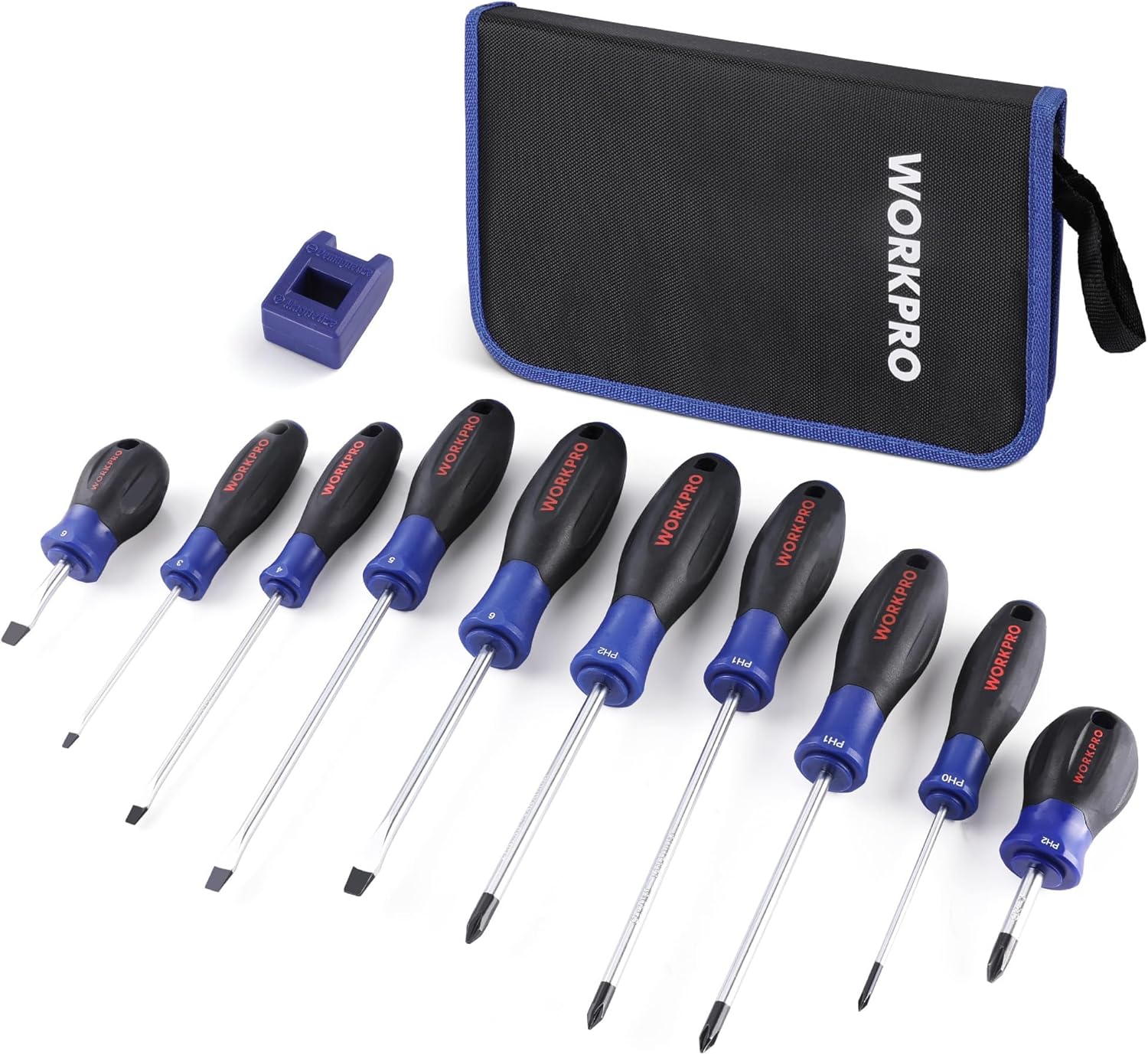 WORKPRO 10-Piece Magnetic Screwdriver Set with Pouch, Phillips,