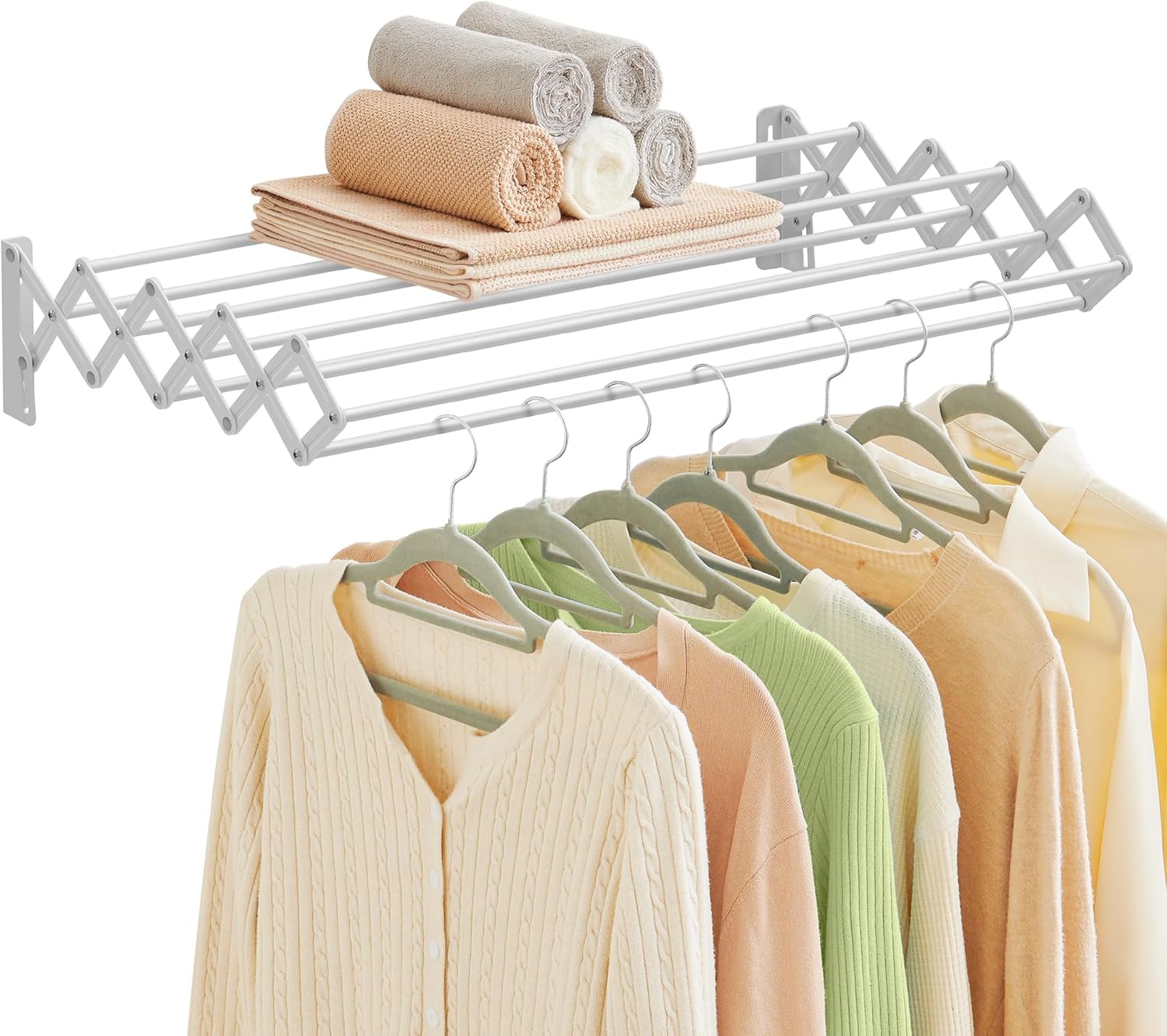 SONGMICS Clothes Drying Rack, Wall-Mounted Drying Rack Clothing,
