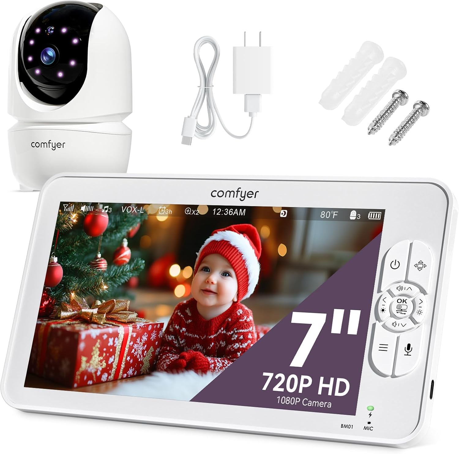 Comfyer Baby Monitor with Camera and Audio, 7"