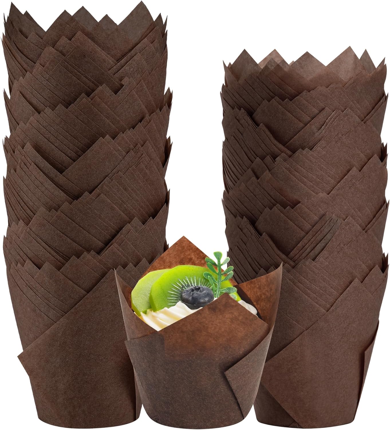 200PCS Brown Tulip Cupcake Liners Muffin Liners for
