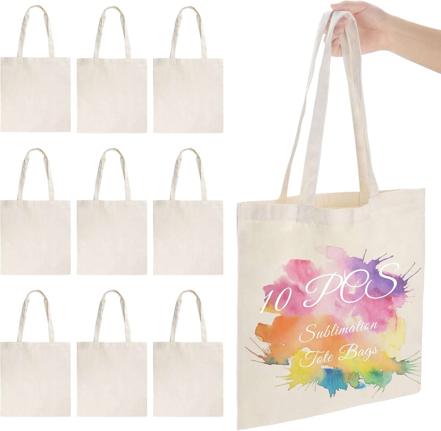 Joyclub 10 Pack Sublimation Tote Bags Blanks large