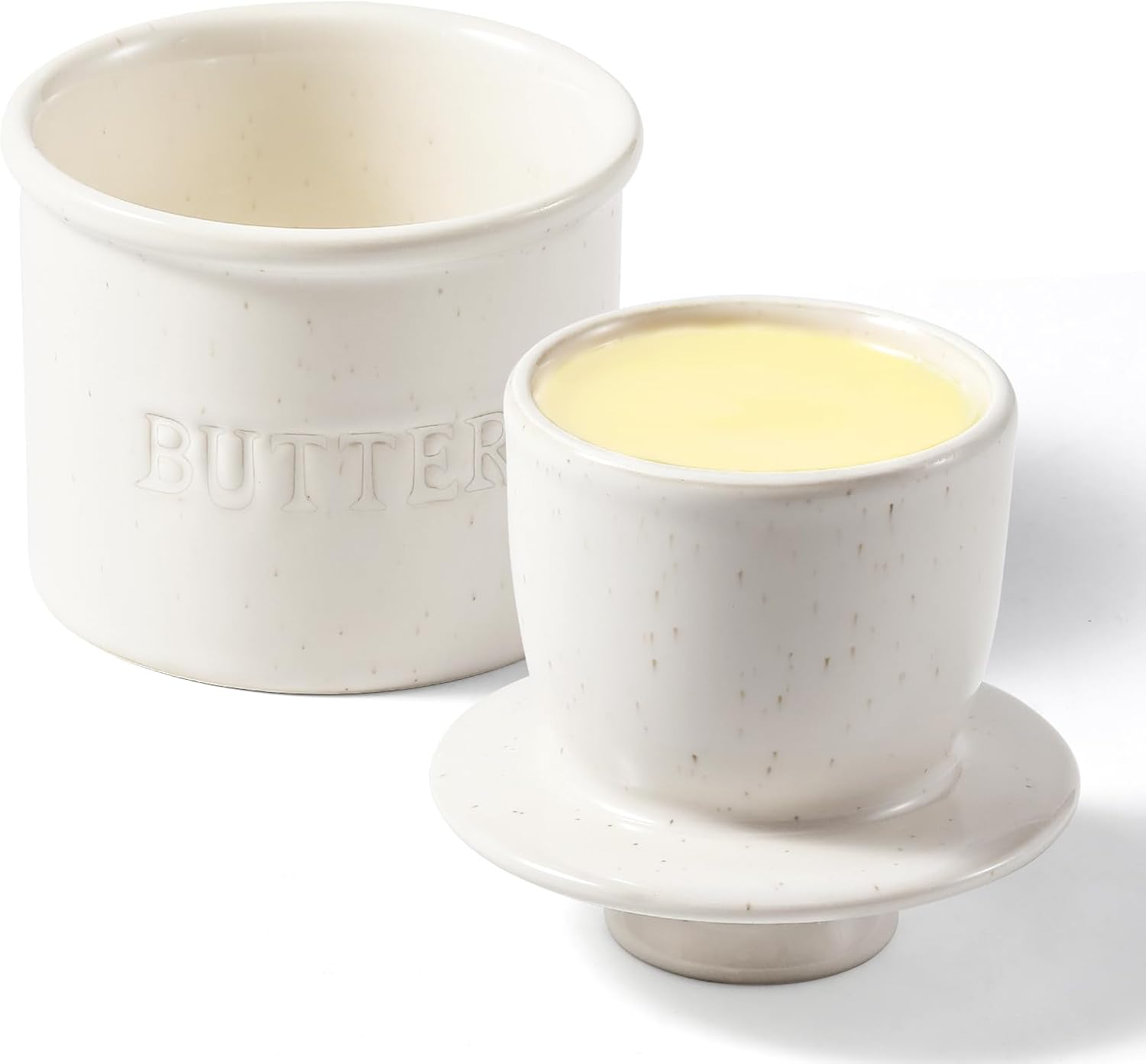 Butter Crock with Lid for Countertop, Ceramic French
