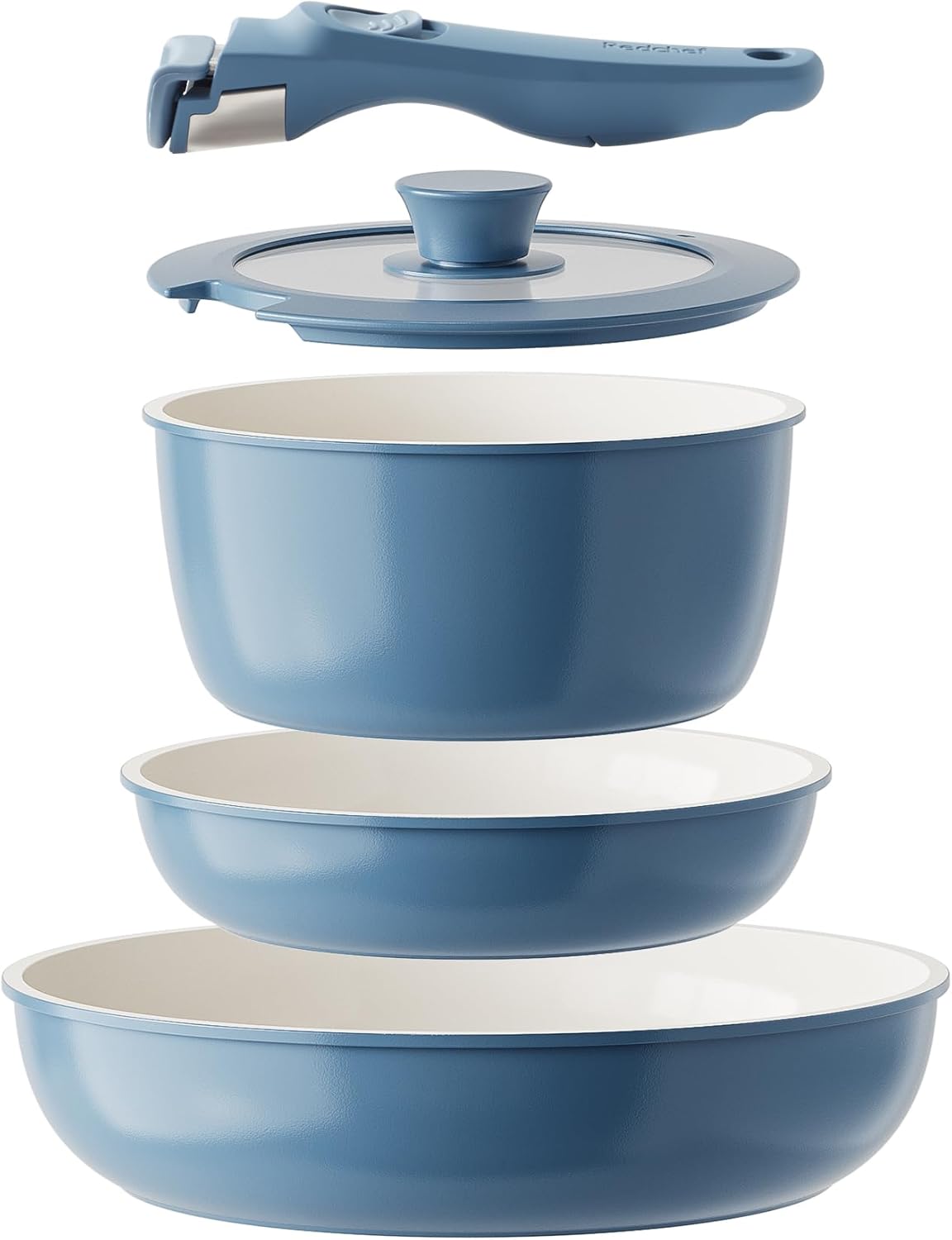 Redchef Ceramic Cookware Set, Removable Handle Pots and