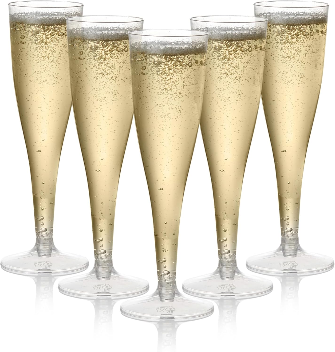 MATANA 24 Clear Plastic Champagne Flutes 5oz, Reusable