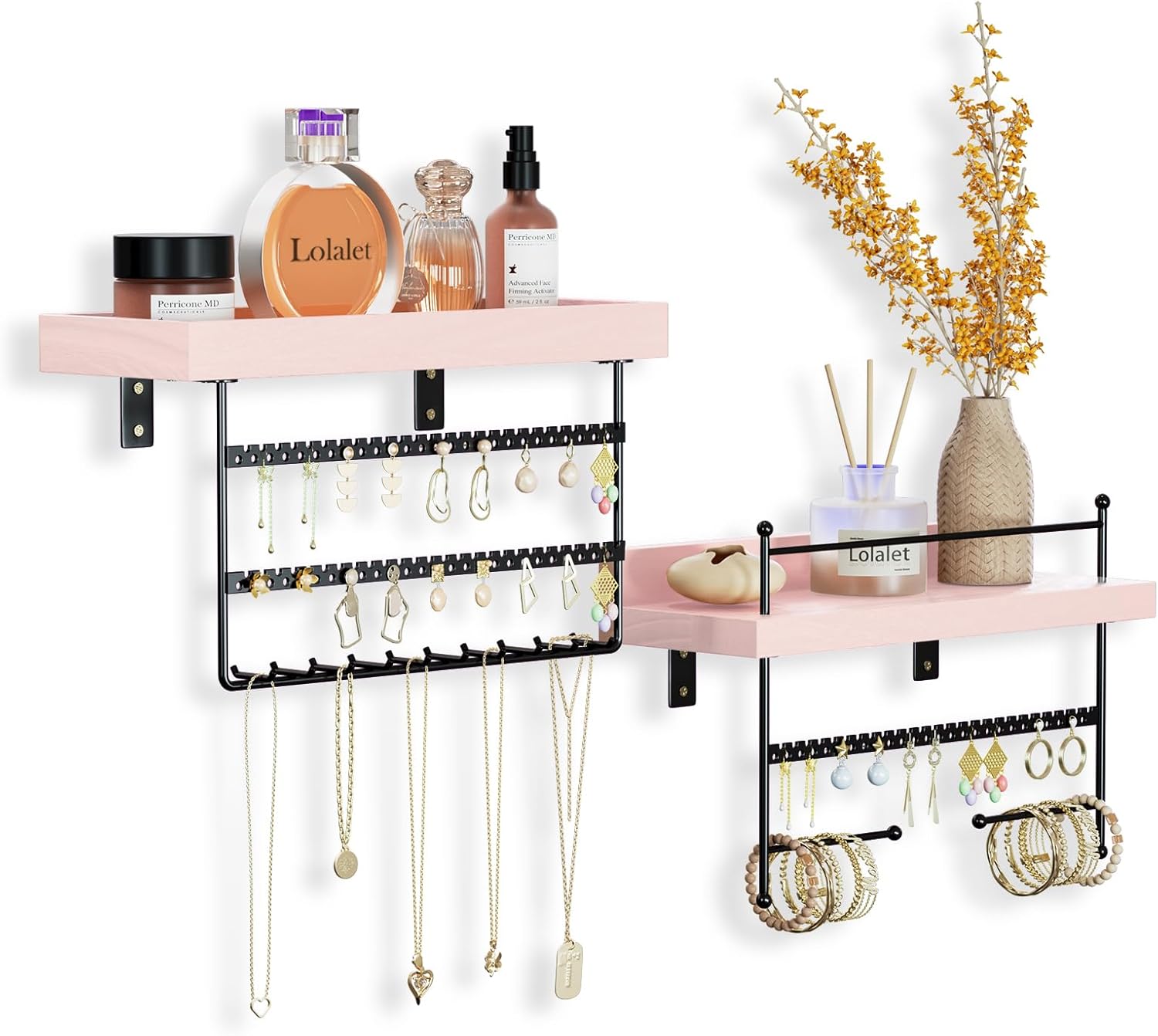Lolalet Hanging Jewelry Organizer Wall Mount with Earrings