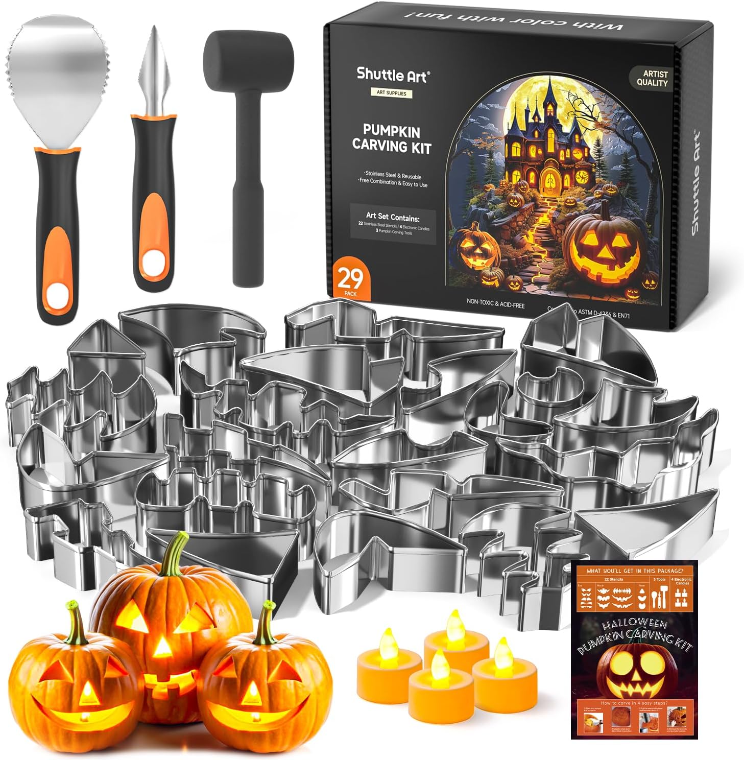 Shuttle Art 29PCS Halloween Pumpkin Carving Kit, 22