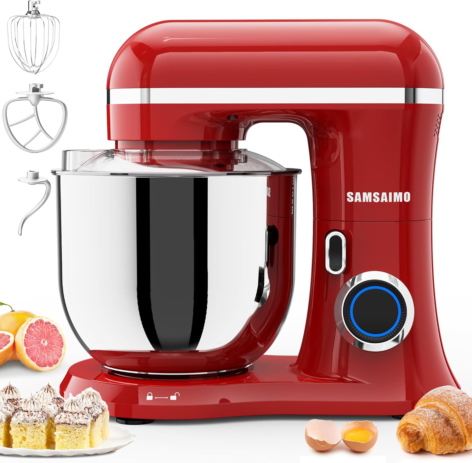 SAMSAIMO 3-IN-1 Electric Stand Mixer, 10-Speed With Pulse