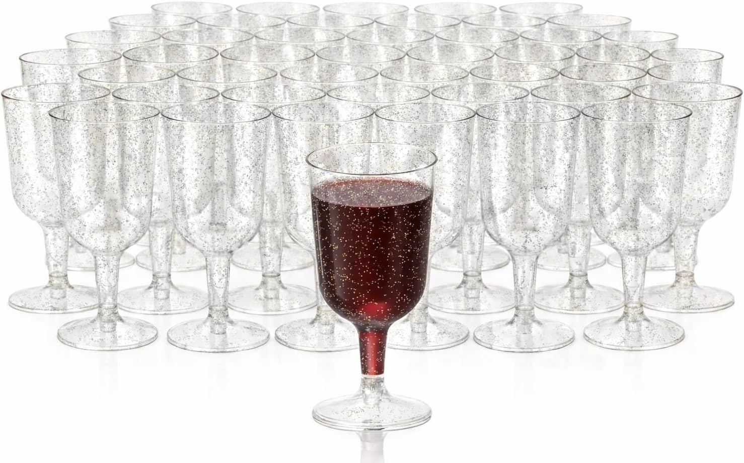 MATANA 50 Elegant Clear Hard Plastic Wine Glasses