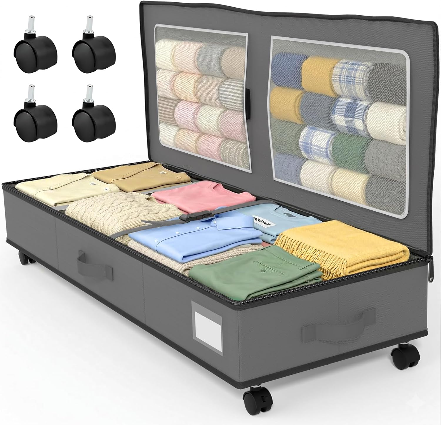 GoMaihe Under Bed Storage with Wheels: 70L Rolling