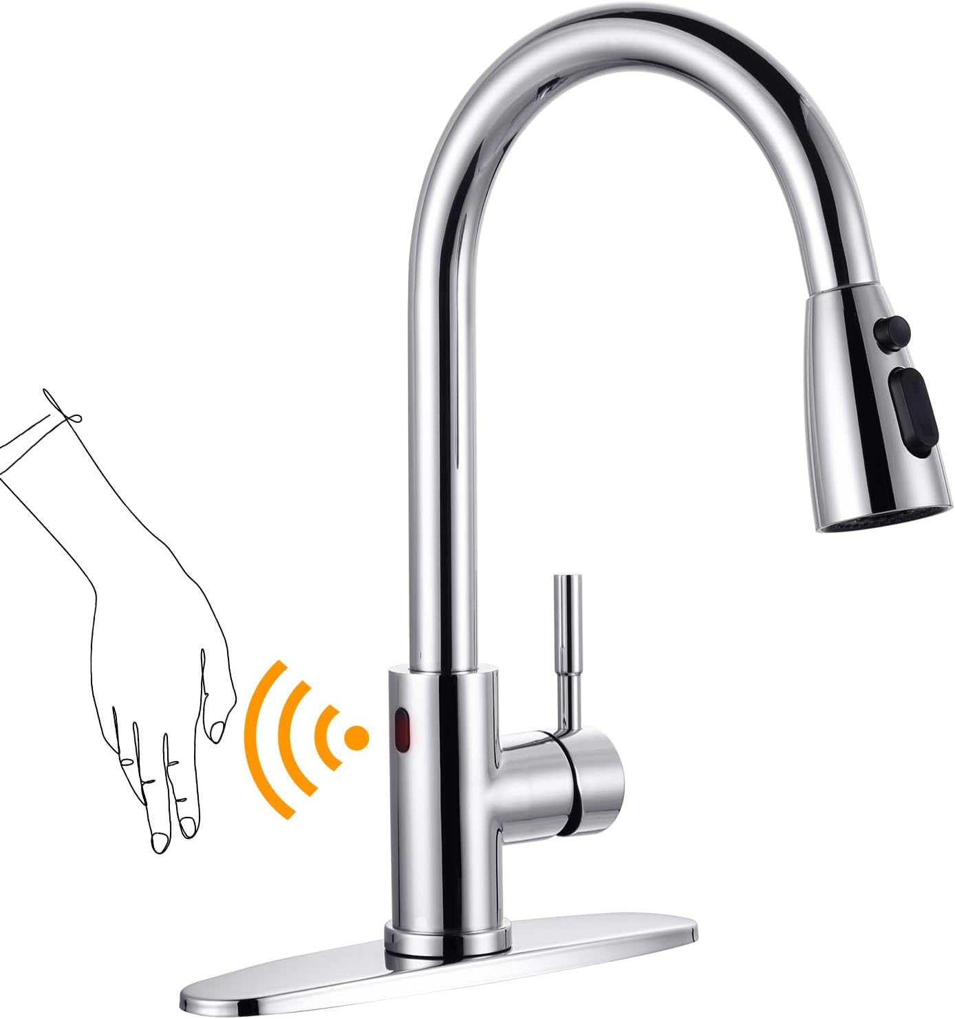 WOWOW Touchless Kitchen Faucet, Stainless Steel Smart Motion-Sensor