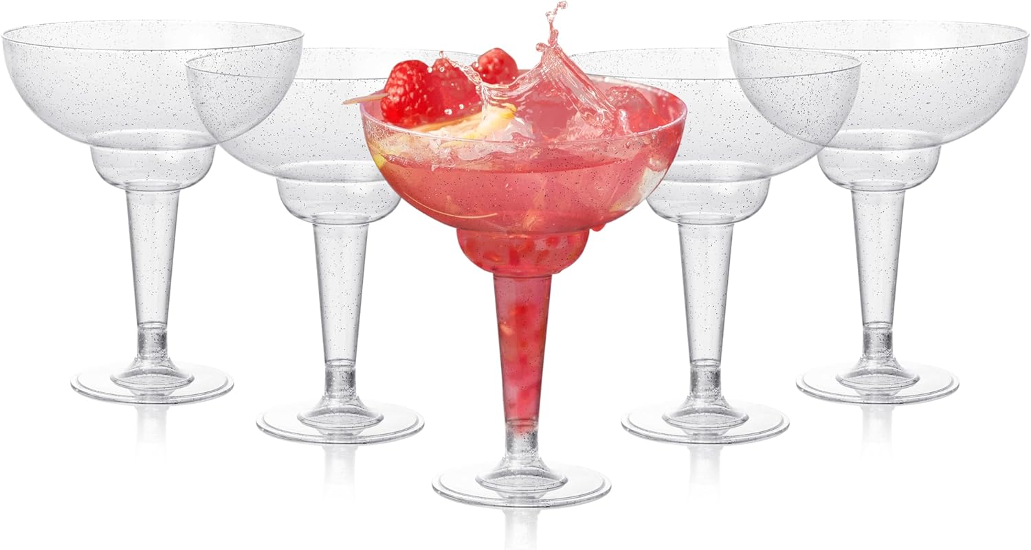 MATANA 48 Plastic Margarita Glasses Disposable Cups or