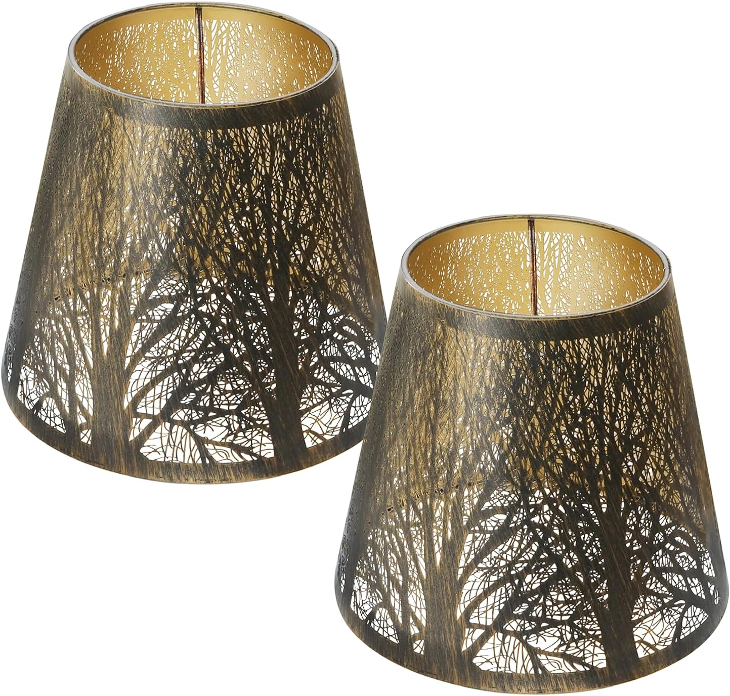 ALUCSET Double Small Bronze Gold Lamp Shade Clip-On
