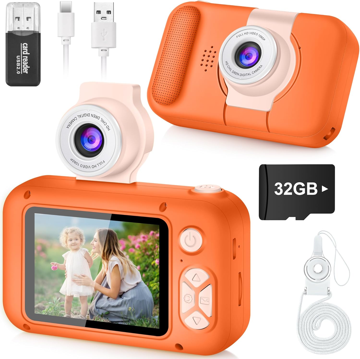 ARNSSIEN Kids Camera with 180° Flip Lens, 2.4