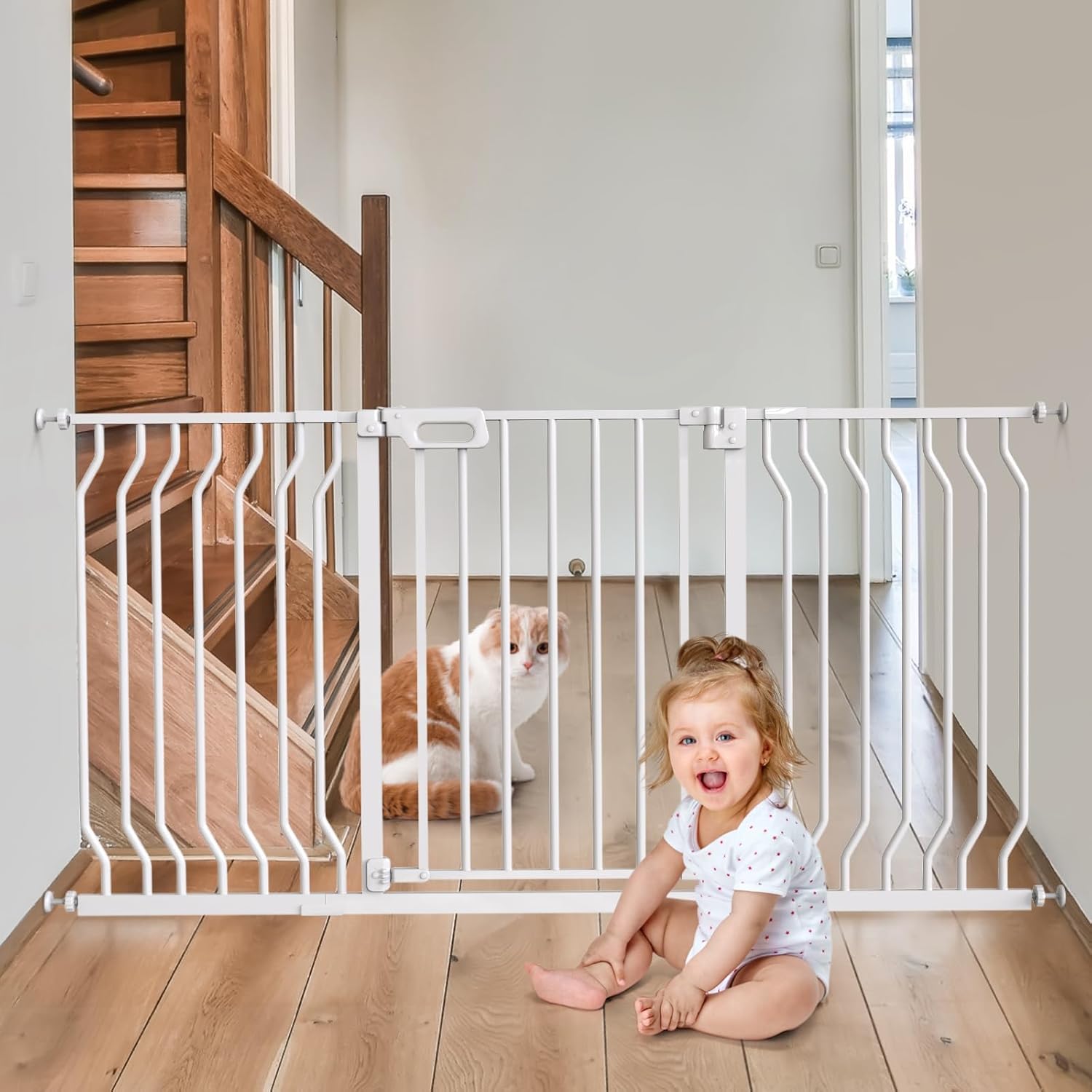 GROWNSY Baby Gate, 53"-57" Auto-Close Dog Gate for