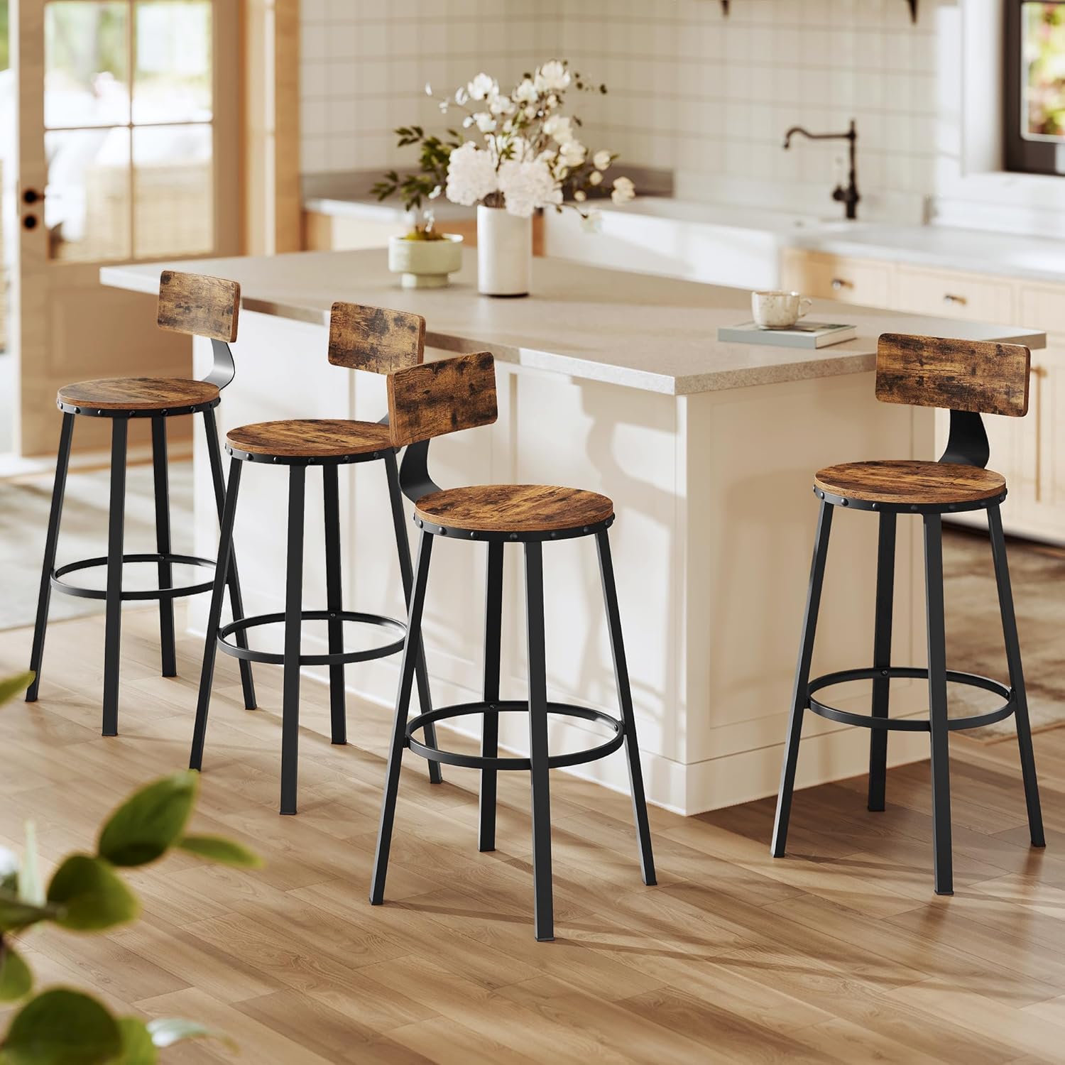 VASAGLE Bar Stools Set of 4, Bar Height