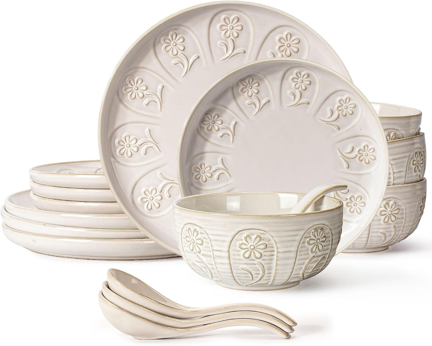 Plates And Bowls Sets, 16 Pieces Dinnerware Sets,