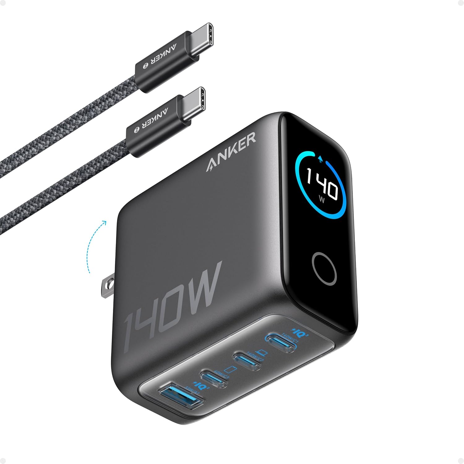 Anker MacBook Pro Charger, 140W Max 4-Port GaN