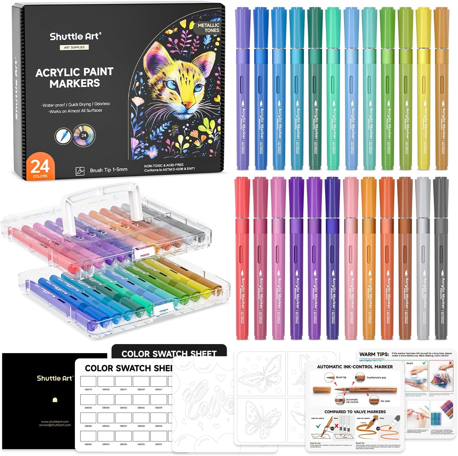 Shuttle Art Automatic Ink Control Acrylic Paint Markers,