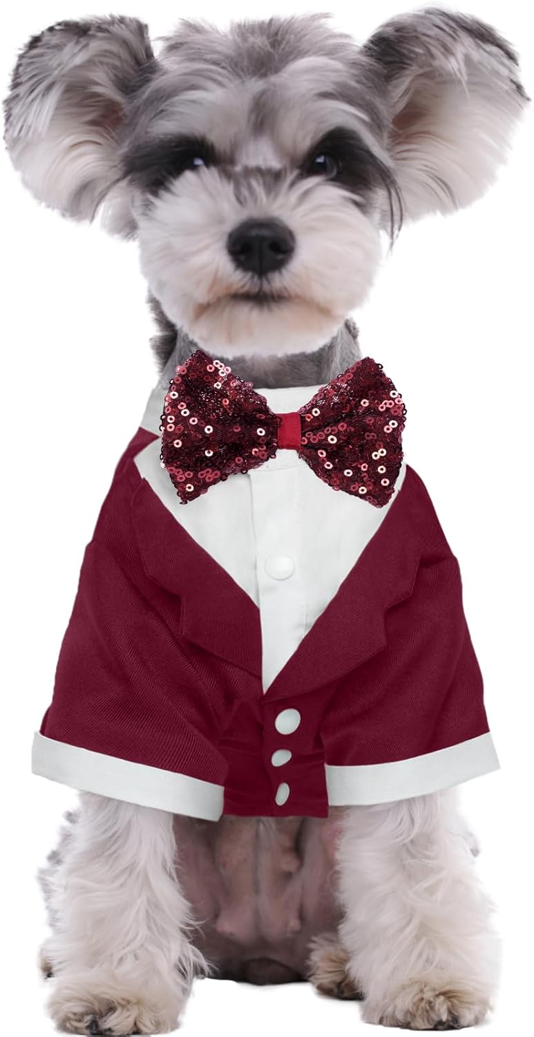Kuoser Dog Tuxedo, Formal Dog Costume with Bow