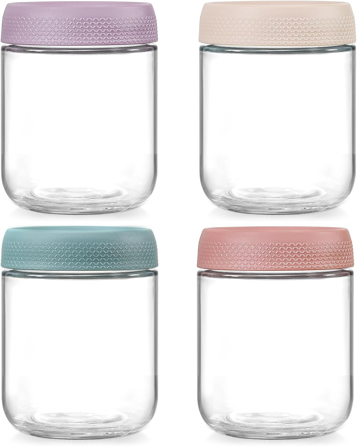 NETANY 4-Pack 16 oz Glass Jars with Airtight
