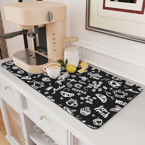 AMOAMI Coffee Mat Hide Stain Rubber Backed Absorbent