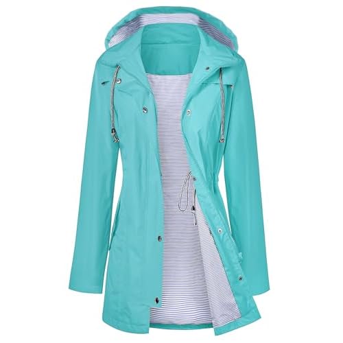 LOMON Raincoat Women Waterproof Long Hooded Trench Coats