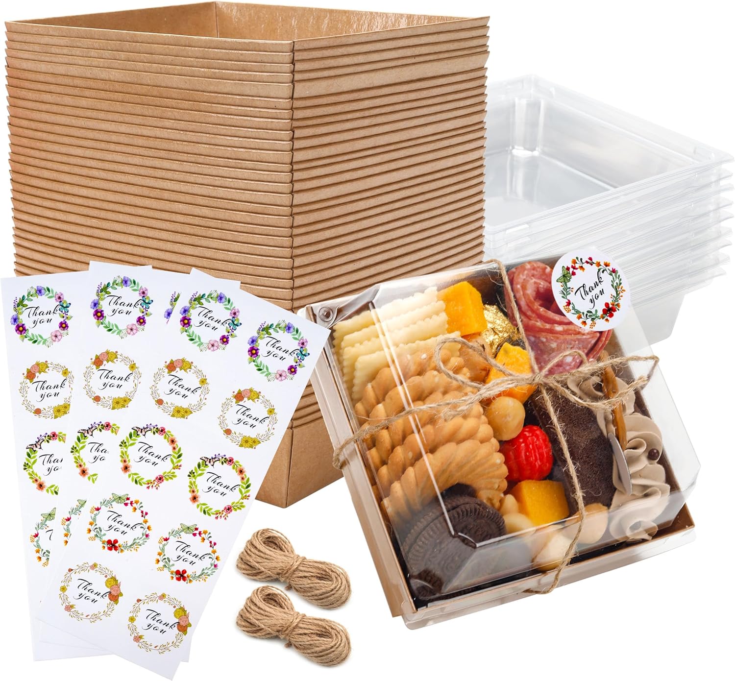 Charcuterie Boxes with Clear Lids, Mini Bakery Boxes,