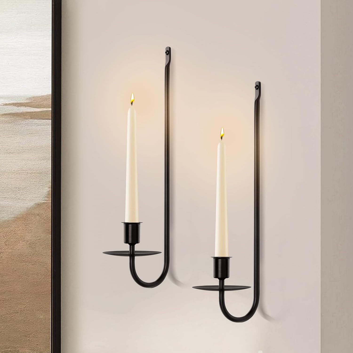 Candle Sconces Set of 2, Taper & Pillar