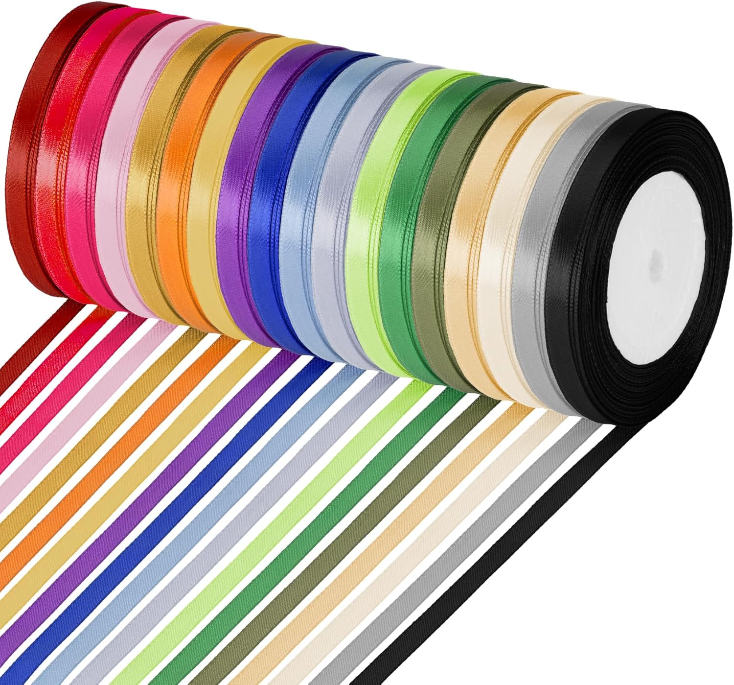 ABSOFINE 18 Colors 392 Yards Satin Ribbon Polyester,