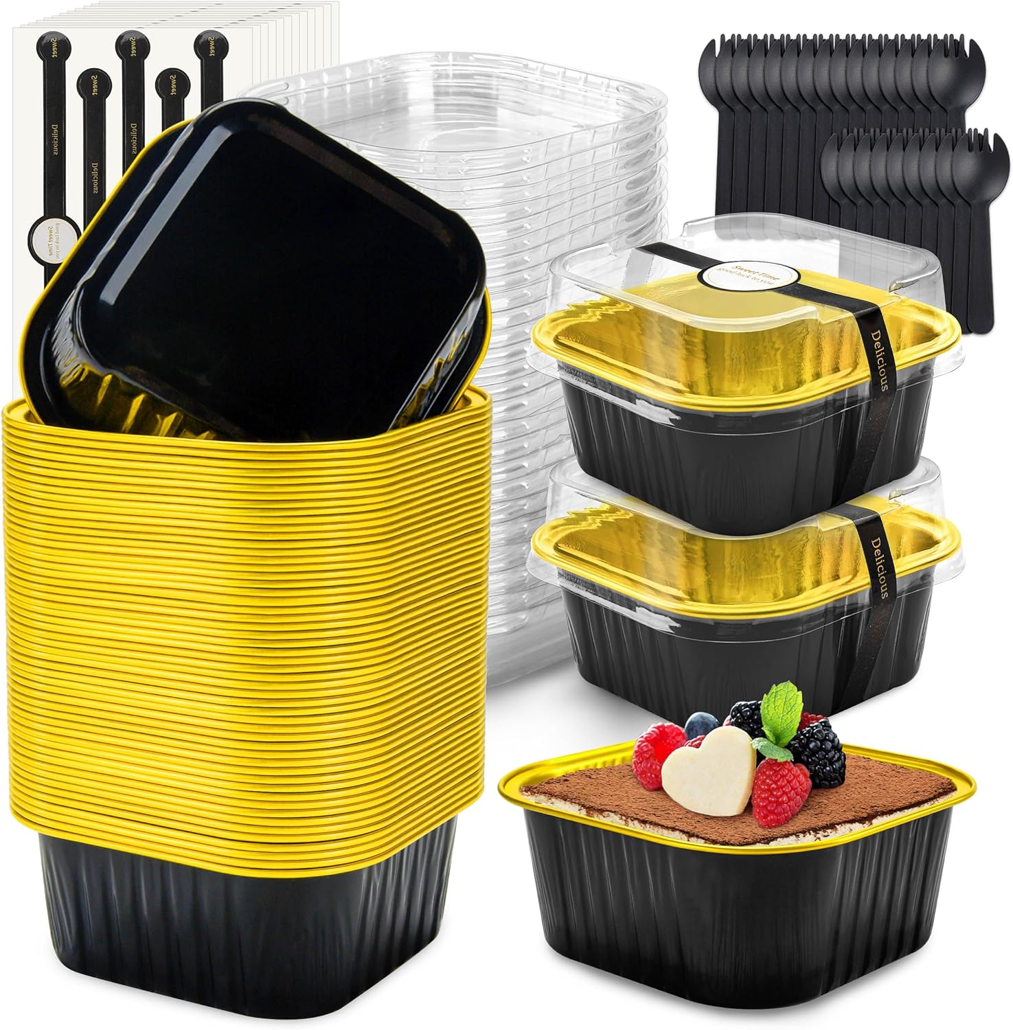 60 Pack Mini Cake Pans with Lids, Mini