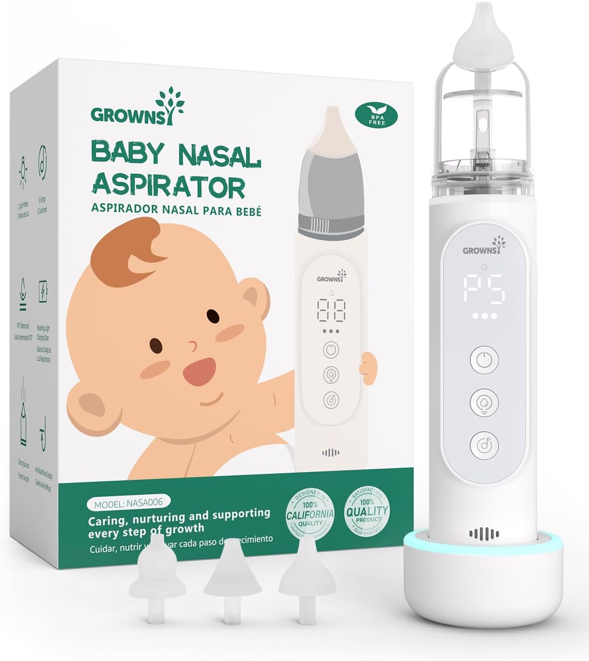 GROWNSY Nasal Aspirator for Baby, Upgraded 5 Suction
