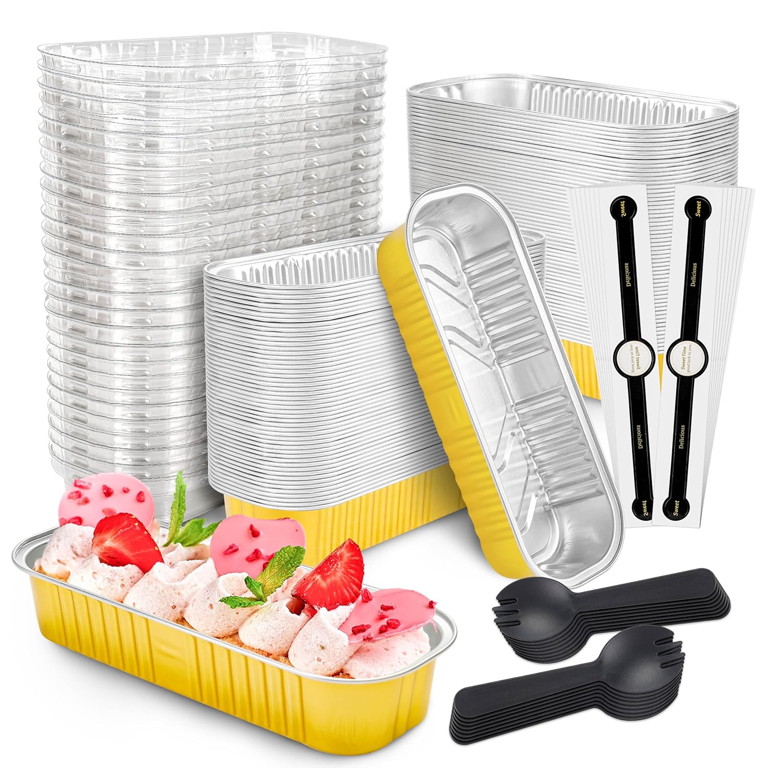 NPLUX 100 PACK Mini Cake Pans with Lids