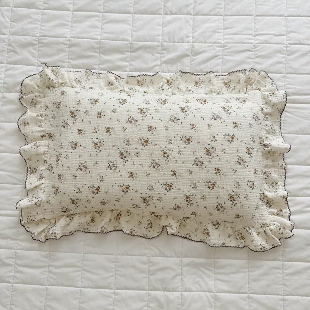 BuLuTu Cotton Muslin Pillow Case, King Pillowcase, Sweet