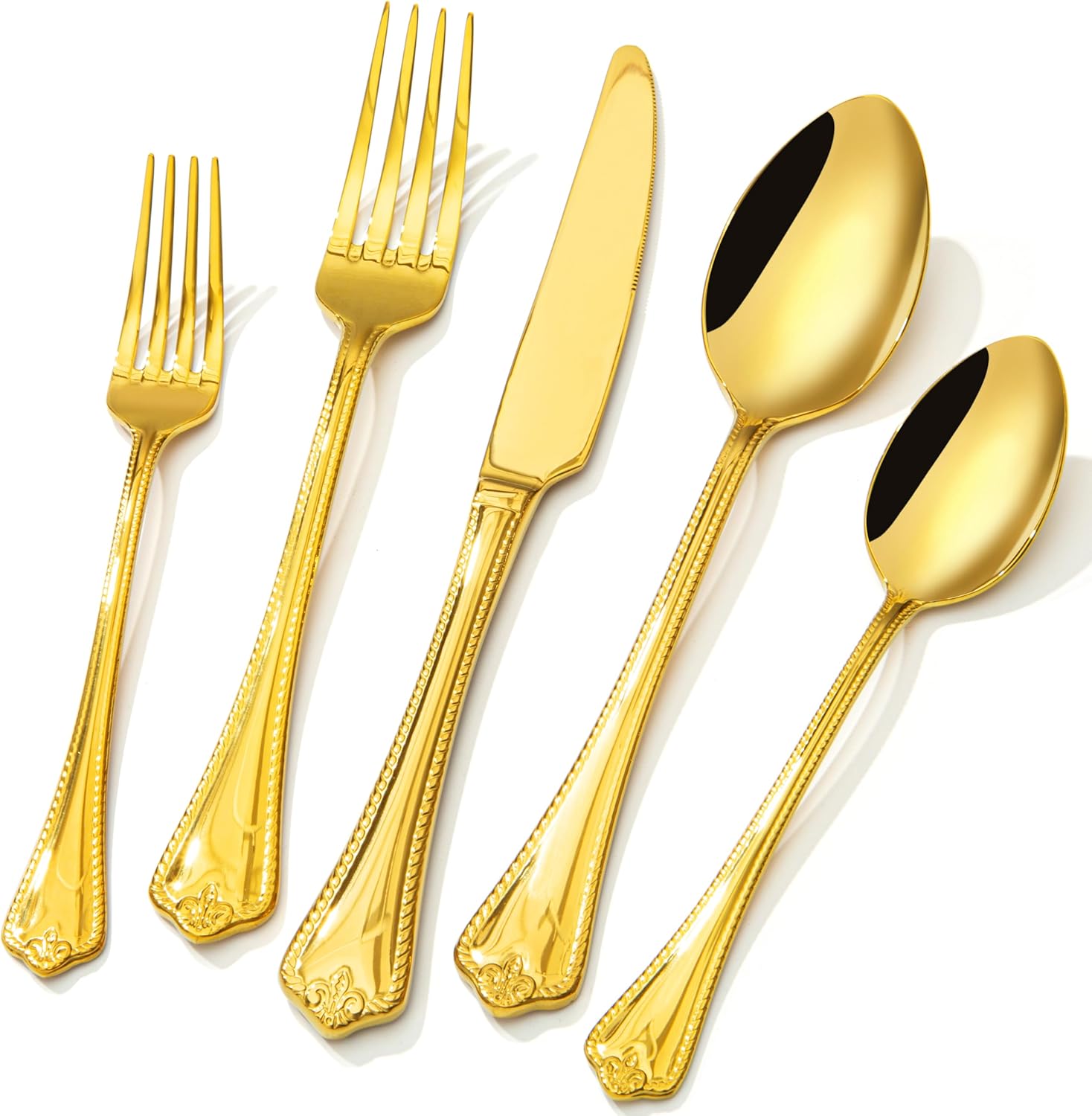 Gold Silverware Set, 40-piece 18/10 Stainless Steel Flatware