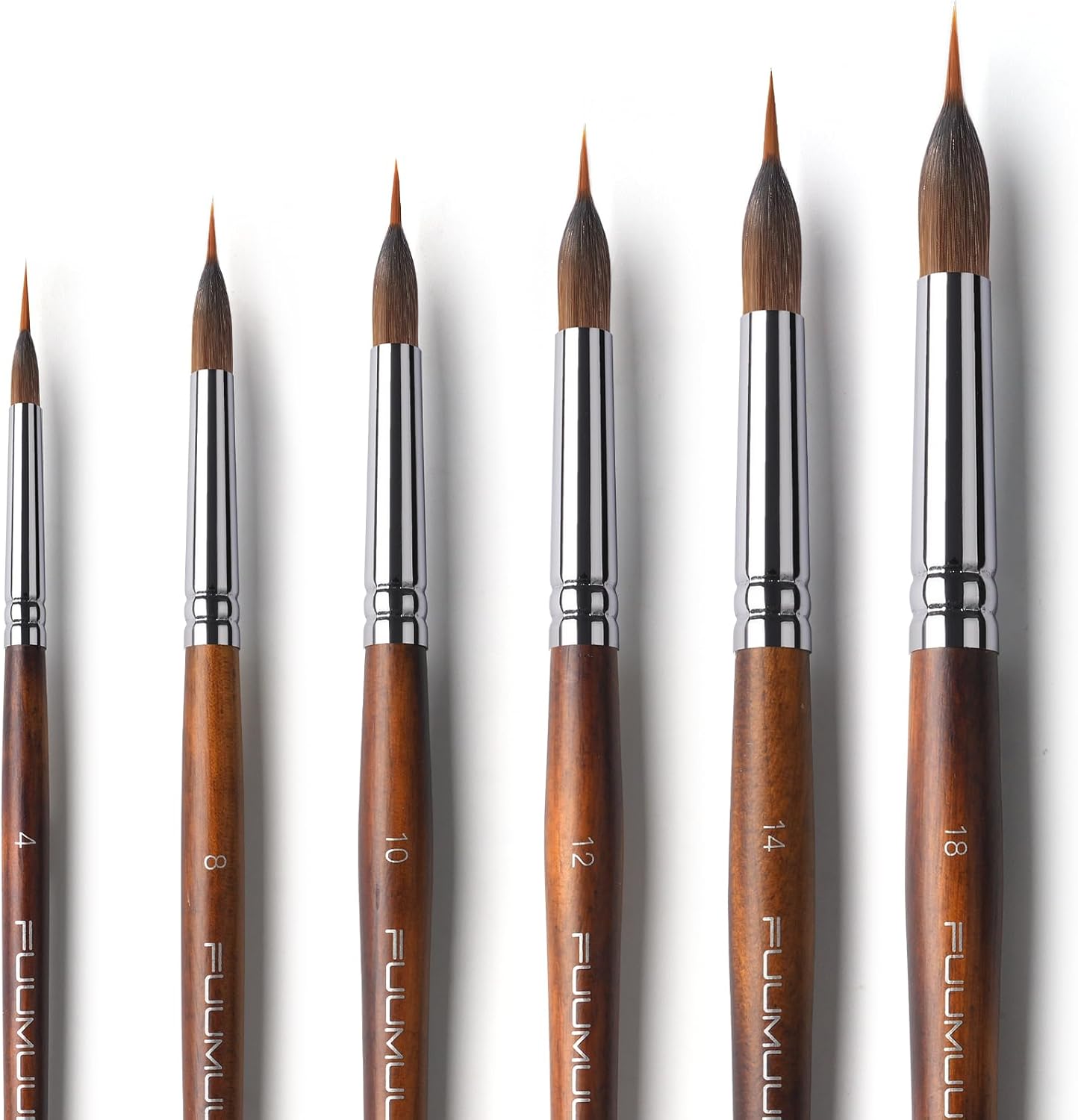 Watercolor Brushes Professional, Fuumuui 6Pcs Extended Needle Point
