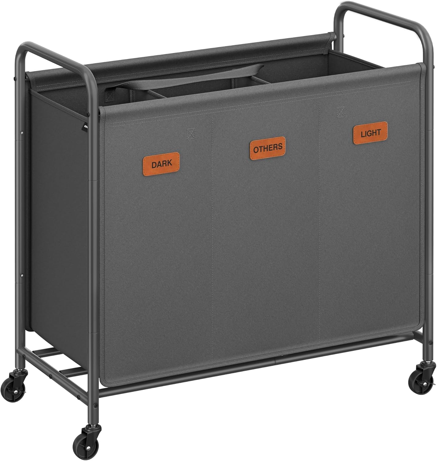 SONGMICS 3-Section Laundry Sorter, Laundry Hamper with Wheels,