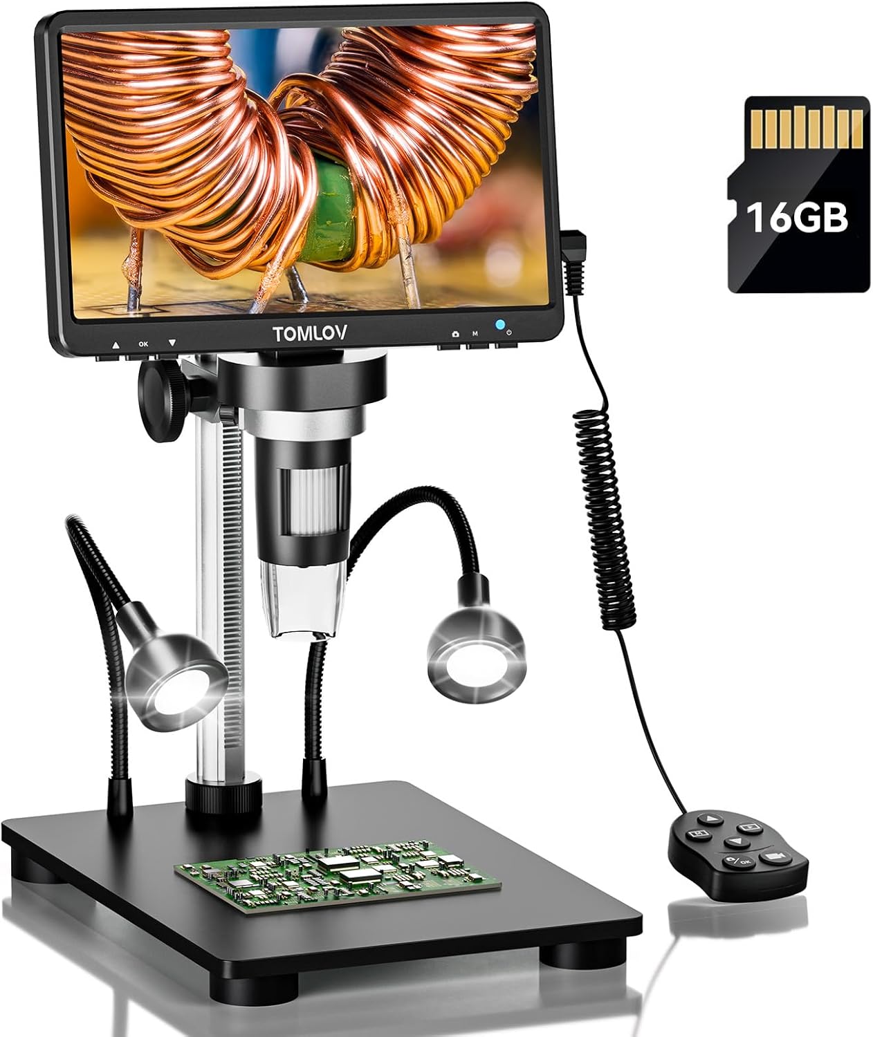 TOMLOV DM9B 7" Digital Microscope: 1080P 1200X Coin
