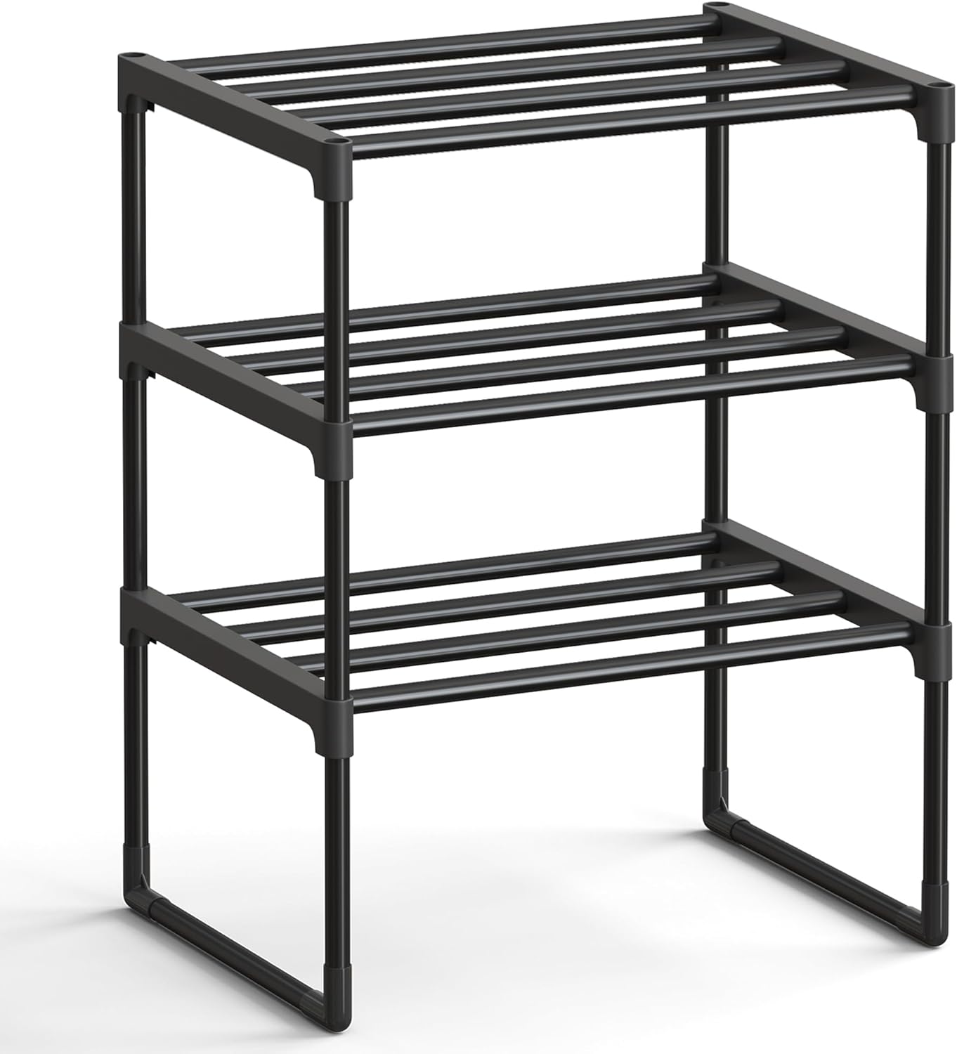SONGMICS Shoe Rack, 3-Tier Shoe Organizer, Metal Storage