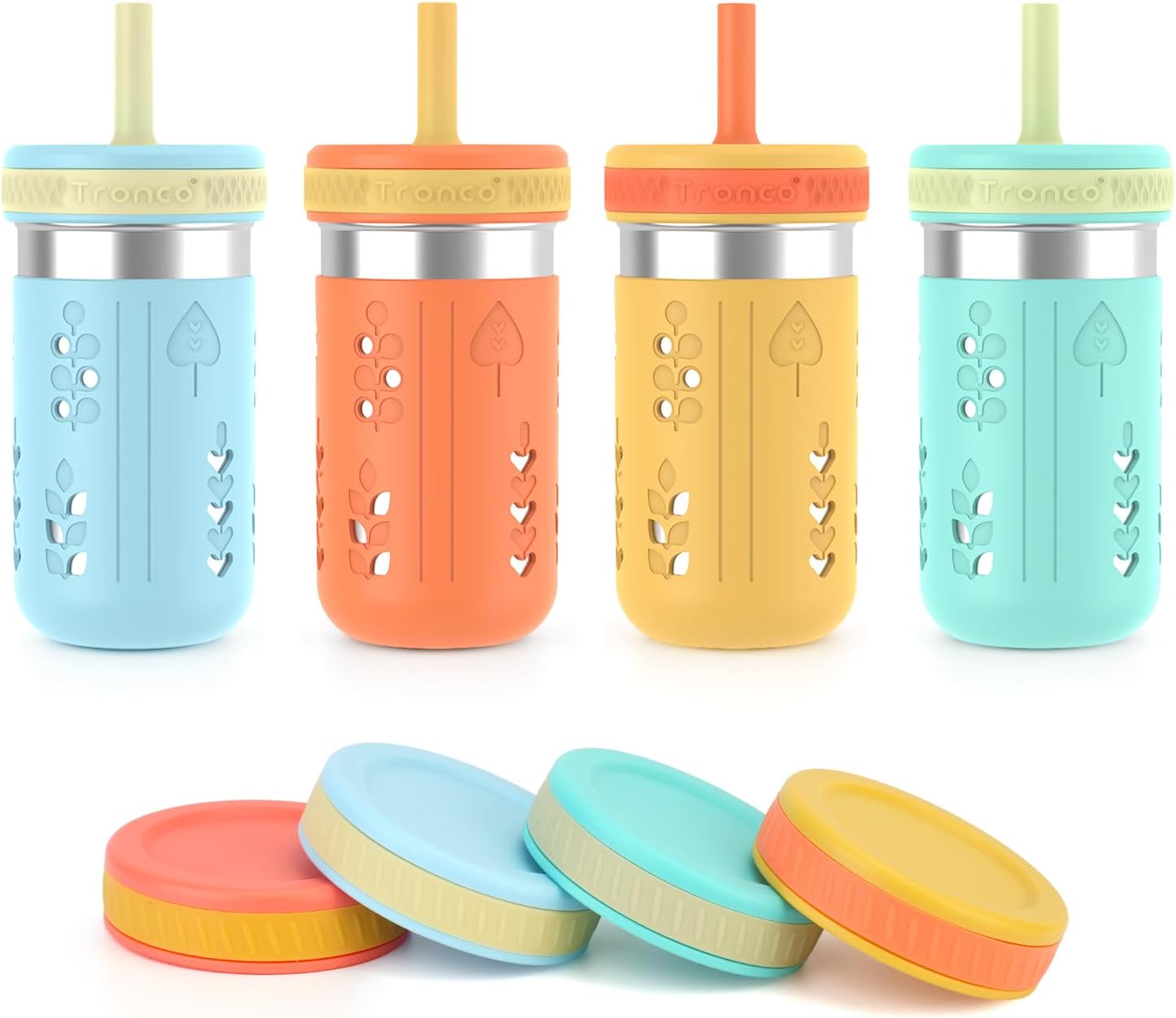 Tronco 4 Pack 15oz 2-in-1 Stainless Steel Kids
