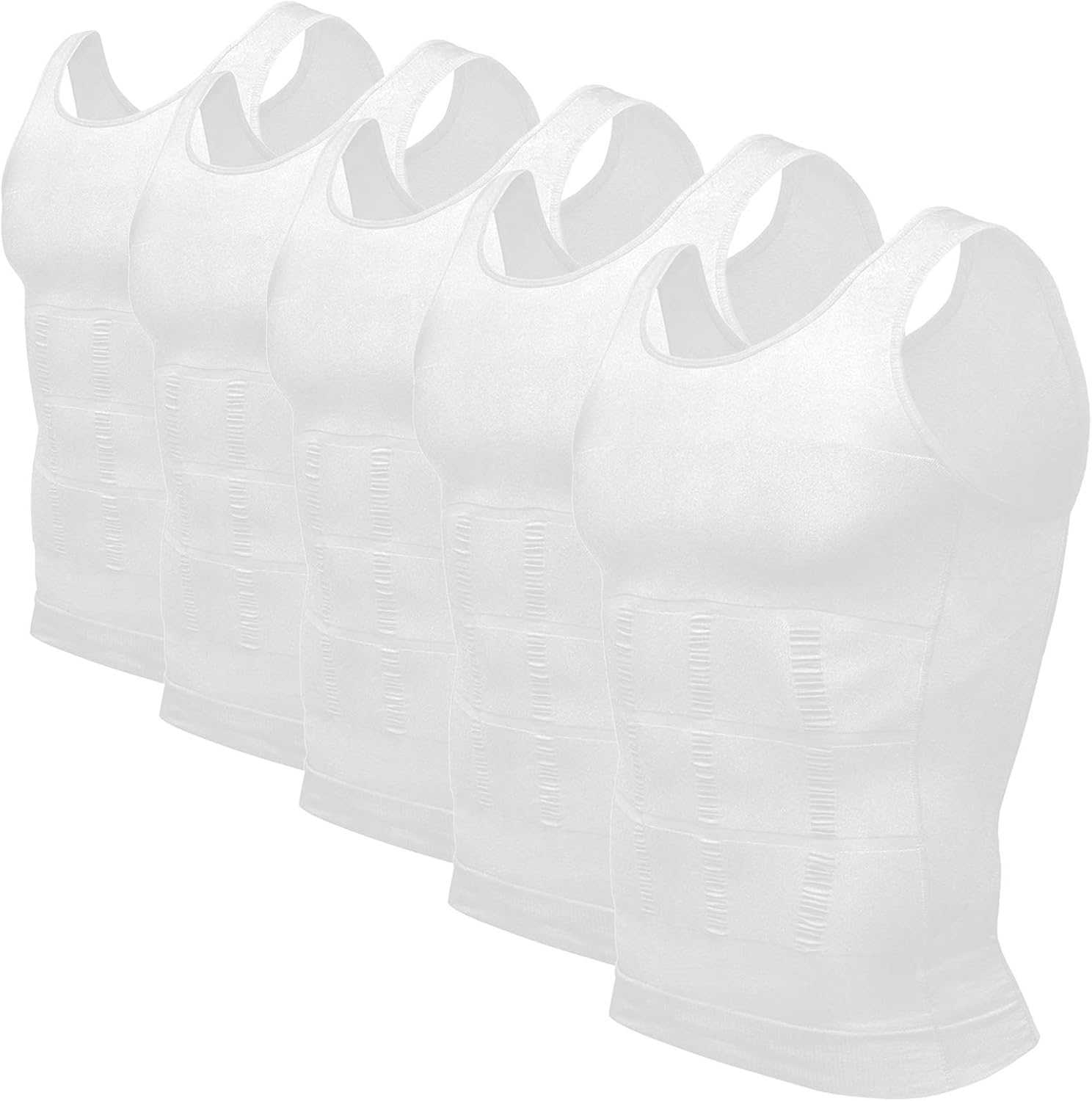 Odoland Men's 5-Pack Body Shaper Slimming Tummy Vest,