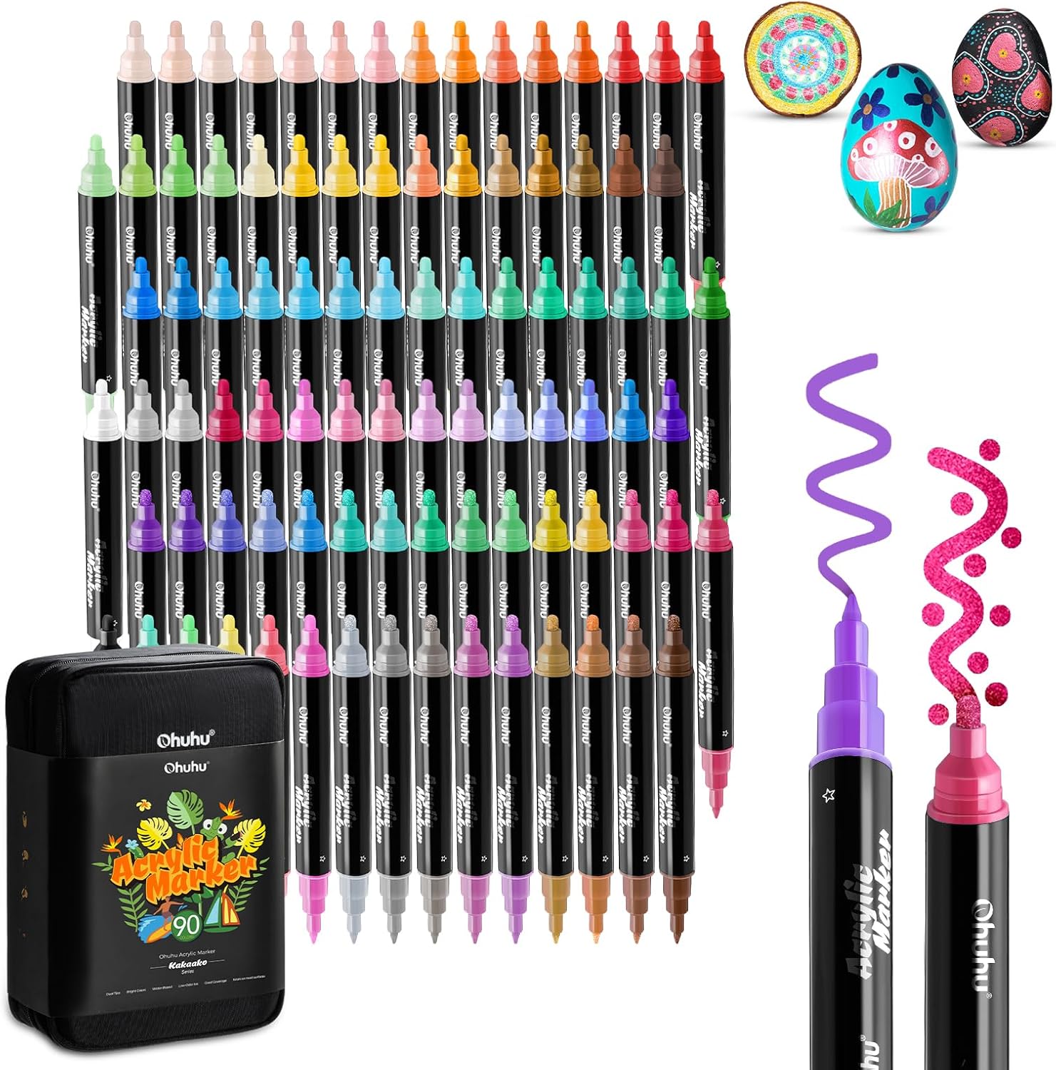 Ohuhu Acrylic Paint Pens 90 Colors: Dual Tips