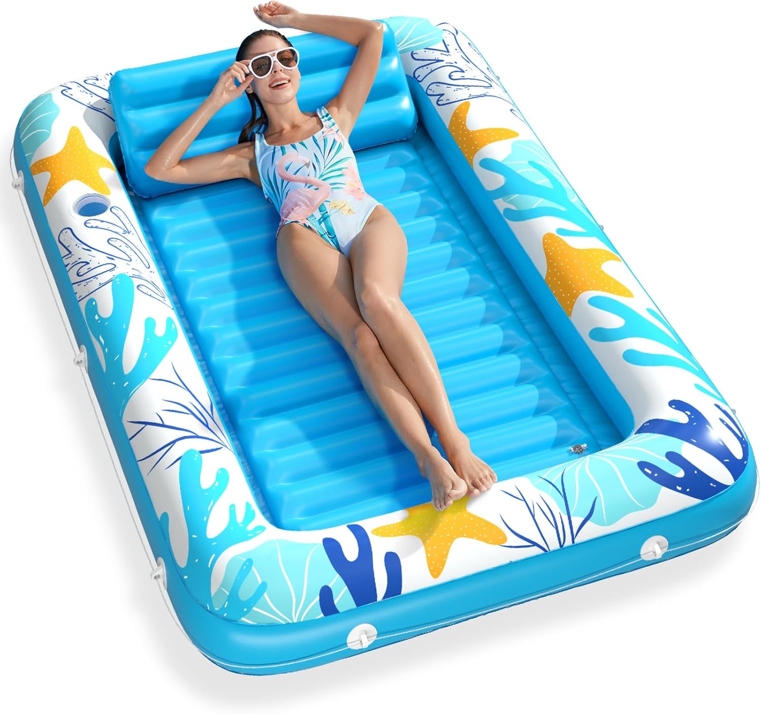 Jasonwell 4-in-1 Inflatable Tanning Pool Lounger Float, Water-Filled