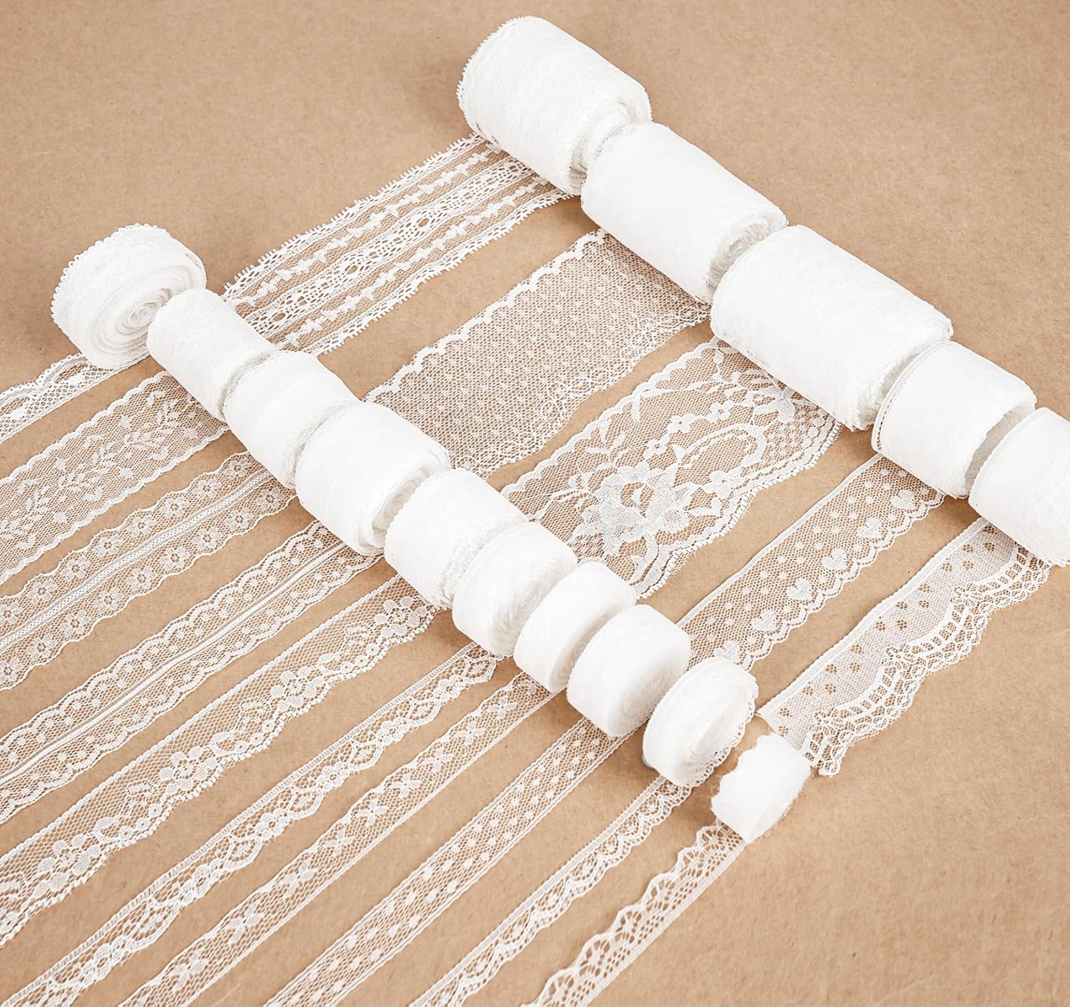 ilauke 82 Yards White Lace Ribbon 15 Rolls