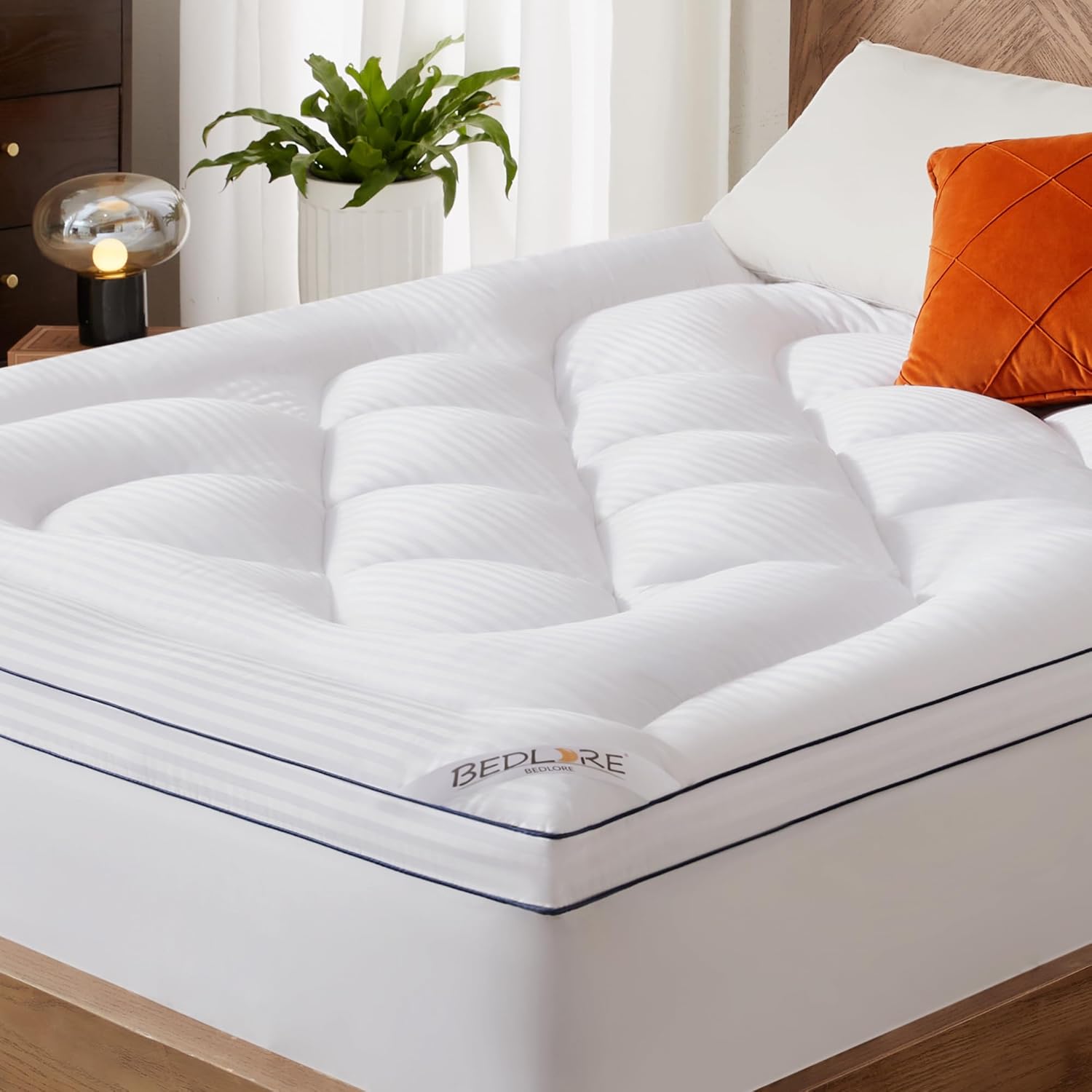 BEDLORE King Mattress Topper, Thick Pillow-Top Pad, Cooling