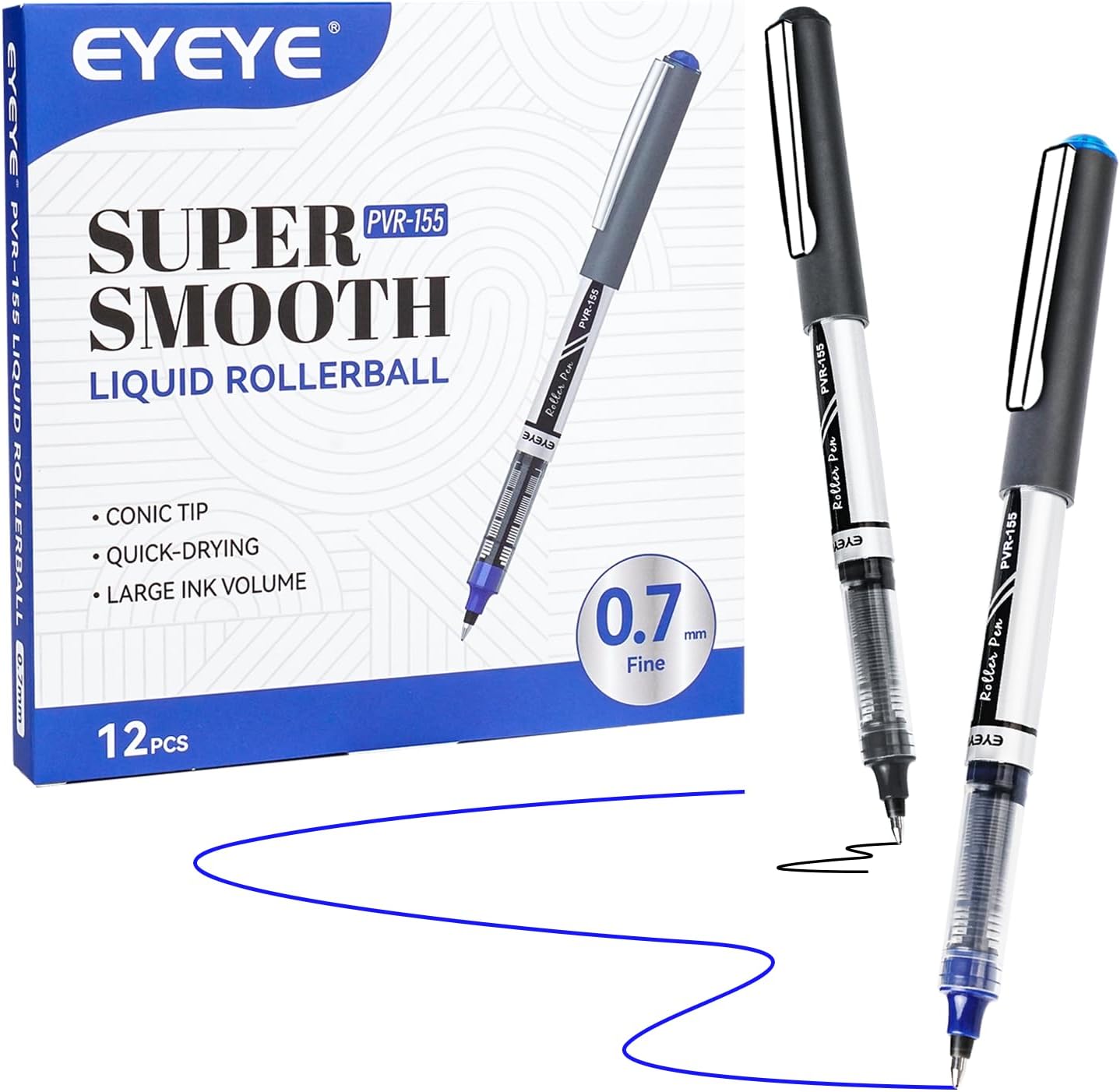 EYEYE Rollerball Pens 0.7mm, 6 Black & 6