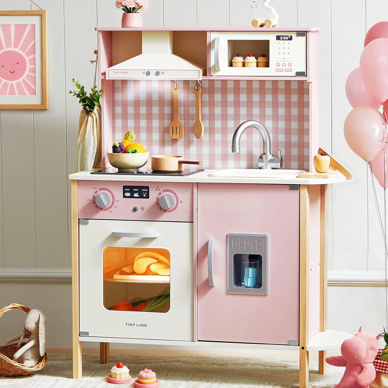 Tiny Land Kids Kitchen Playset, Height Adjustable Wooden