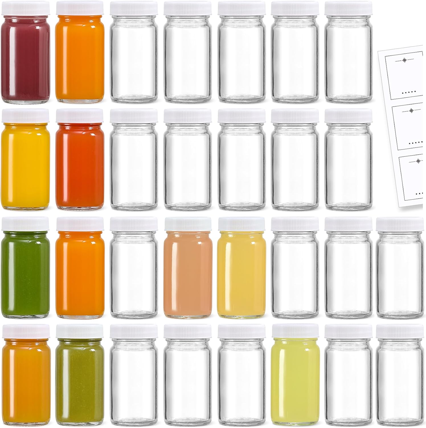 30 Pack 2 oz Glass Shot Bottles w/